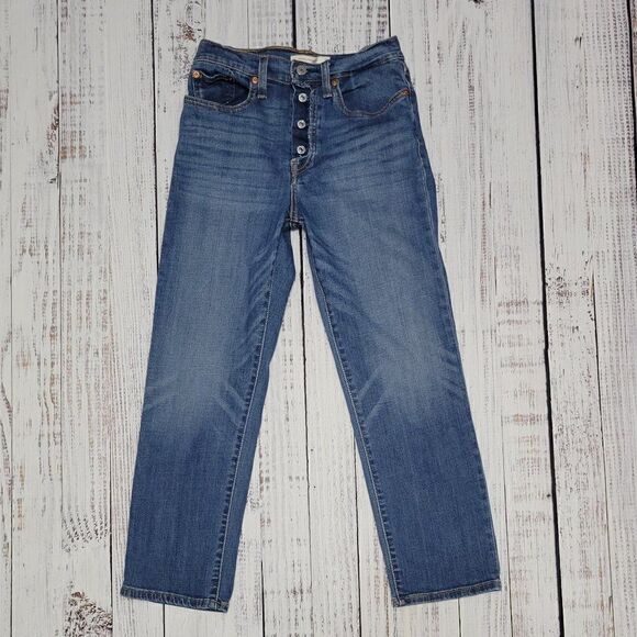 Levi's Women's Size 27 High Waist Cropped Straight Leg Dark Wash Denim Jeans - Picture 1 of 9